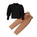 Toddler Girl 2PCS Clothes Girls Fashion Clothes Puff Sleeves Long Sleeve T Shirt Tops And Belted Paperbag Pants Set Long Sleeve Pajamas Girls Personalized Pajamas for Toddlers