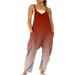 REORIAFEE Jumpsuits for Women Summer Dressy Baggy V Neck Sleeveless Jumpsuit Tie Dye Suspenders Women Bodysuit Romper Suspender Jumpsuit Elegant Jumpsuits for Women Red S