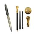 (Set) Freemason Two-Tone Ballpoint Pen & Masonic Engraved Walking Stick Cane