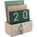 Perpetual Calendar Wooden Calendar for Home Office Desk Accessories Vintage Wood Block Calendar(Green)