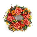 45cm/17.7 Fall Peony and Pumpkin Wreath Fall Wreaths for Front Door Artificial Fall Wreath