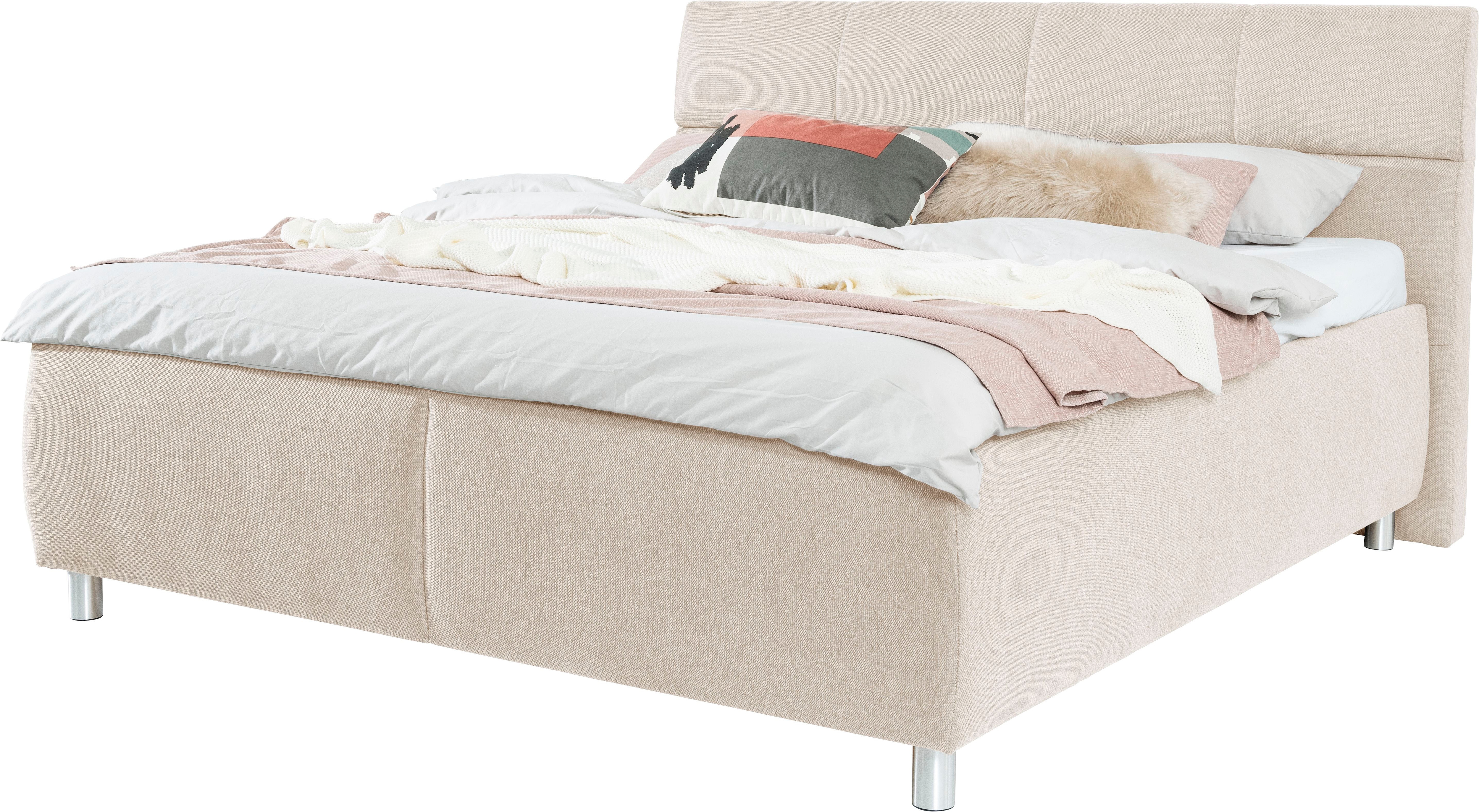Stauraumbett ALINA "Marike", beige (beige gcp 11), B:199cm H:112cm L:218cm, Chenille GCP (100% Polyester), Betten, inklusive Lattenrost, wahlweise mit Matratze in verschiedenen Größen Image