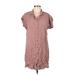 Thread and Supply Casual Dress - Shift Collared Short sleeves: Pink Print Dresses - Women's Size Medium