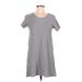 Trafaluc by Zara Casual Dress - Shift Scoop Neck Short sleeves: Gray Print Dresses - Women's Size Medium