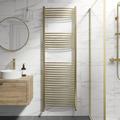 DuraTherm Heated Towel Rail Brushed Brass Bathroom Ladder Radiator Curved 1800 x 600mm Central Heating Towel Radiator Towel Warmer