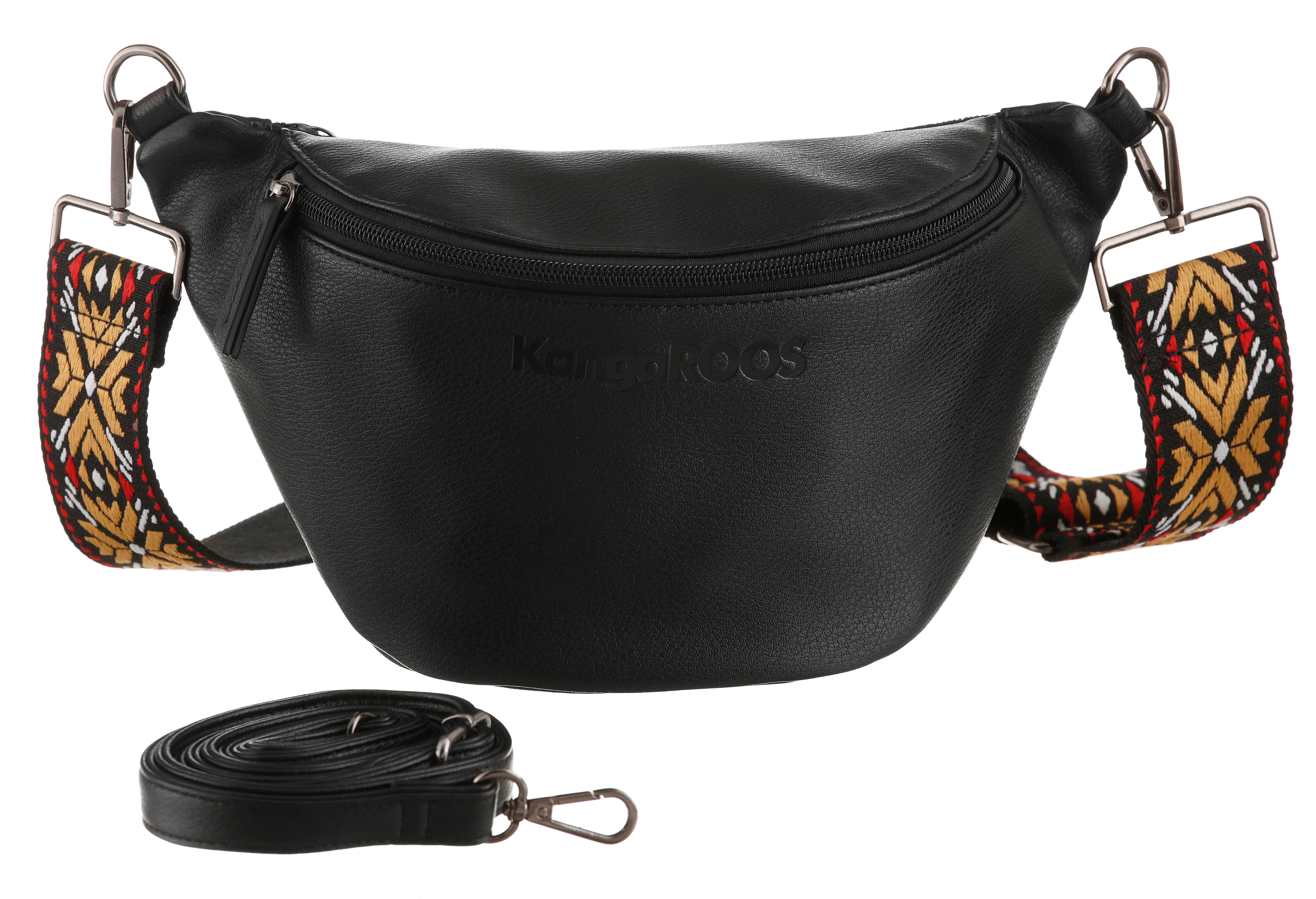 Bauchtasche KANGAROOS, Damen, Gr. B/H/T: 24cm x 17cm x 14cm, schwarz, Lederimitat, Taschen, Schultertasche, Umhängetasche, Handtasche Damen