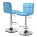 Latitude Run® PU Leather Bar Stools Adjustable Height w/ Medium Back Upholstered/Leather/Metal/Faux leather in Gray/Blue | 16.5 W x 15 D in | Wayfair