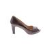 Cole Haan Heels: Pumps Chunky Heel Cocktail Party Brown Print Shoes - Women's Size 8 1/2 - Almond Toe