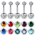 Piercing Nombril Acier Clip 14G Anneau Nombril Strass CZ Barbell Stud Boule Ombligo Sexy Bijoux