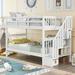 Twin Over Twin Bunk Bed with Storage Staircase & Guard Rail, Wooden Bunk Bedframe for Dorm, Bedroom, Convertible into 2 Beds