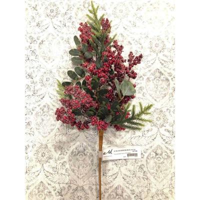 Club Pack of 12 Red and Green Frosted Berry with Pine Christmas Sprays 23"