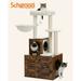 Schnappi 50 High Wood Cat Condo with Litter Box Included-Modern Cat Tree Brown