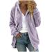 Oieyuz Fall Winter Plush Hoodies for Women Soft Zip Up Drawstring Outwear Plus Size Comfy Warm Hooded Coat