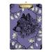 ALAZA Wolf Head Flowers Purple Clipboards for Kids Student Women Men Letter Size Plastic Low Profile Clip 9 x 12.5 in Silver Clip