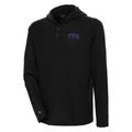 Men's Antigua Black TCU Horned Frogs Strong Hold Long Sleeve Henley Hoodie T-Shirt