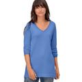 Plus Size Women's V-Neck Sweater Tunic by ellos in Dream Blue (Size 10/12)