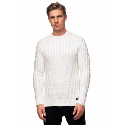 Strickpullover RUSTY NEAL, Herren, Gr. XXXL, weiß, 65% Polyacryl, 25% Baumwolle, 10% Wolle, unifarben, casual, normal, Rundhals, Langarm, Pullover, mit trendigem Zopfmuster Image