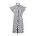 Madewell Casual Dress - Shirtdress High Neck Short sleeves: Gray Print Dresses - Women's Size 2X-Small