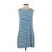 J.Crew Casual Dress - Shift Crew Neck Sleeveless: Blue Print Dresses - Women's Size 2