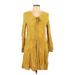 Old Navy Casual Dress - Shift Tie Neck 3/4 sleeves: Yellow Dresses - Women's Size Medium Tall