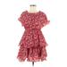 PrettyLittleThing Casual Dress - Mini High Neck Short sleeves: Pink Floral Dresses - Women's Size 6