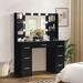 Latitude Run® Camyla Large Vanity w/ LED Lights for Valentine's Day Wood in Black | 55.51 H x 43.3 W x 16.14 D in | Wayfair