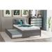 Red Barrel Studio® Twin size Platform Bed Wood Bed Frame w/ Trundle Wood in Gray | 37.57 H x 41.77 W x 78.9 D in | Wayfair