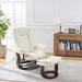 Recliner Chair - Harriet Bee Hanora Recliner Chair w/ Ottoman, 360 Degree w/ Footrest Faux in White/Brown | 31.5 H x 40.55 W x 31.55 D in | Wayfair