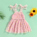 Robe en maille à fleurs pour enfants robe en tulle à épaules dénudées robe de princesse trapèze