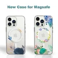 Coque magnétique transparente à motif floral pour iPhone chargeur Magsafe coque en silicone pour