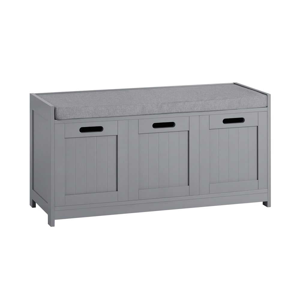 Banc de rangement avec 2 portes 1 cube effet bois gris