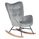 Fauteuil à bascule Scandinave velours gris Pieds en bois de hêtre