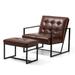 Glitzhome Modern PU Leather Tufted Accent Chair with Ottoman Set