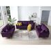 3 Piece Velvet Fabric Sofa Couch Set, 3 Seater Tufted Sofa Couch and Two Loveseat with Throw Pillows & Seat Cushions, for Home