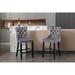 Velvet Upholstered Barstools with Button Tufted Decoration 2pc