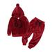 Cethrio Plus Size Outfits Sets Long Sleeve Pants Comfort Fleece Red Two Piece Sets Size 2-3 Years