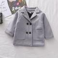 HAOTAGS Kids Girl Lapel Double Breasted Pea Coat Long Sleeve Button Trench Coat Pocket Outerwear Gray Size 3-4 Years