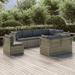 Gecheer 8 Piece Patio Set with Cushions Gray Poly Rattan