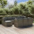 Gecheer 10 Piece Patio Set with Cushions Gray Poly Rattan