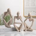 UMYTH Thinker Statues Set of 3 Sandstone Resin Thinker Statue Ornaments Abstract Style Sculpture S