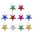 10 Pcs Shiny Pentagram Ceiling Hanging Paper Material Star Lampshade Pendant Hollow Hanging Lantern for Party Holiday Birthday (Mixed Color)