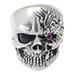 'Skull-Themed Sterling Silver Cocktail Ring with a Purple Gem'