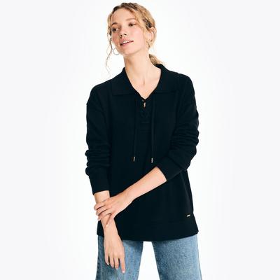 Nautica Women's Lace-Up Tunic Sweater True Black, S
