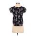 Ann Taylor Factory Short Sleeve Blouse: Black Tops - Women's Size 2X-Small