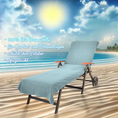 Strandtuch KINZLER "Frottier-Liegenbezug, 100% Baumwolle", blau (aqua), B:78cm L:200cm, Walkfrottee, Baumwolle, Handtücher (Packung), Liegen-Handtuch, Uni Farben, weich & flauschig, auch als 2er Set Image