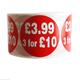 Â£3.99 3 for Â£10 RED Sign SELF Adhesive Stickers Sticky Labels Swing Labels for Retail Price Display 45mm Price Stickers/Sticky Labels (10 X ROLL OR 5000 Stickers)