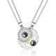 ULAZOMER 925 Sterling Silver Chain Necklace, Sun and Moon Yin Yang Couple Magnetic Necklace Matching Pendant Projection Necklace with 100 Languages I Love You for Him and Her Best Friend