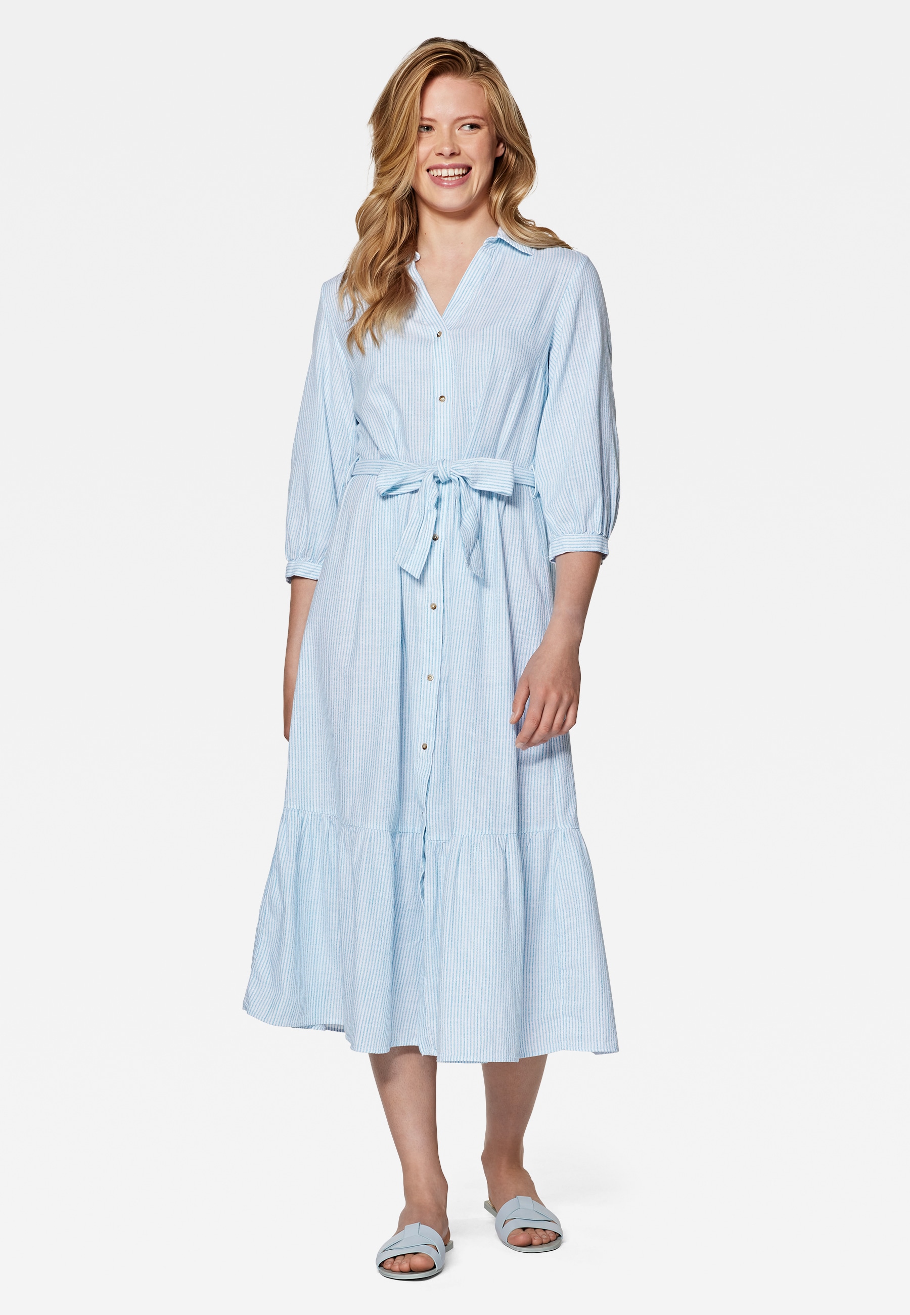 „Blusenkleid MAVI „“STRIPED DRESS““ Gr. S, US-Größen, blau (white stripes) Damen Kleider Freizeitkleider Streifen Kleid“