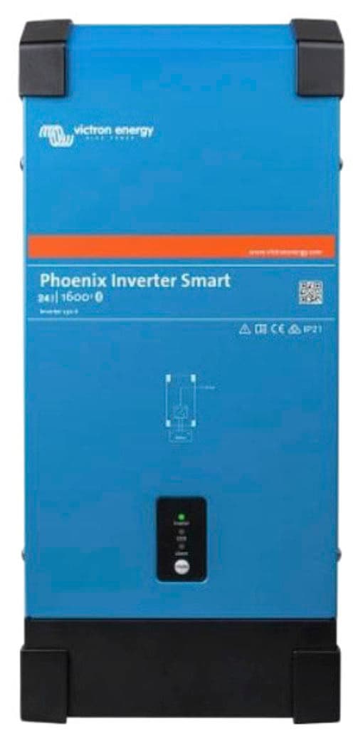 Wechselrichter VICTRON ENERGY "Victron Phoenix 24/1600 Smart", schwarz (blau, schwarz), B:48,5cm H:21,9cm L:12,5cm, Wandler Image