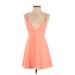 NBD X the NAVEN twins Casual Dress - A-Line Plunge Sleeveless: Pink Print Dresses - Women's Size Small